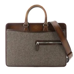未使用 展示品 ベルルッティ Berluti アンジュール ブリーフケース ビジネス バッグ ウール ヴェネチアレザー ブラウン 90333362のサムネイル