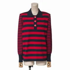 ■美品■YVES SAINT LAURENT イヴ・サンローラン ヴィンテージ ニット サイズM ボーダー ストライプ ポロシャツ 長袖 ブランド古着【中古】20260729/RB0274のサムネイル