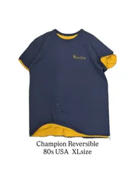 【 80’s Champion / Reversible T-Shirt 】80年代　USA製　チャンピオン　リバーシブル　ダブルフェイス　ノートルダム大学　ネイビー×イエロー　カレッジTシャツのサムネイル