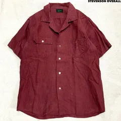 Stevenson Overall ワークシャツ オープンカラーシャツ 開襟シャツ リネン100 ショートスリーブ 半袖 Mサイズ ボルドー バーガンディ スティーブンソンオーバーオールのサムネイル