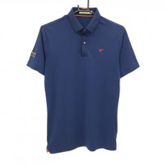パーリーゲイツ 半袖ポロシャツ ネイビー×白 ストライプ メンズ 5(L