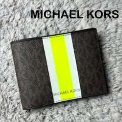 MICHAEL KORS マイケルコース 二つ折り財布 札入れ MK柄 ネオンイエロー ストライプのサムネイル