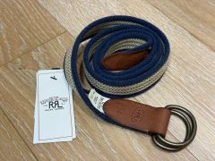 RRL ダブルアールエル ラルフローレン レザーメッシュ ベルト ブラウン