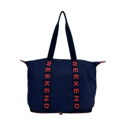 Max MaraWEEKEND(マックスマーラウィークエンド) トートバッグ - ネイビー×レッド 折りたたみ レザーのサムネイル