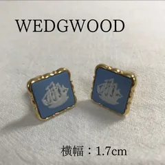 ウェッジウッド カフスボタン ジャスパー 帆船 ブルー ゴールド スクエア メンズ ビジネス フォーマル【カ680】のサムネイル
