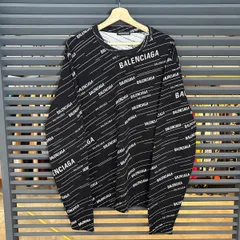良品 バレンシアガ 総柄 長袖 クルーネックニット セーター ブラック Lサイズ 555381 15539のサムネイル