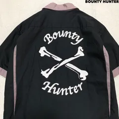 BOUNTY HUNTER ボーリングシャツ ワークシャツ オープンカラー 開襟 スカル ロゴ ショートスリーブ 半袖 Mサイズ ブラック 黒 バウンティーハンターのサムネイル