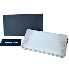 未使用美品RODANIAホーンバックソフトクロコダイル スリムラウンド 