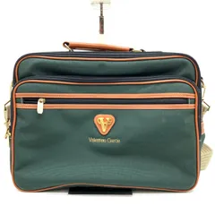 F161【お買い得】Valentino Garcia ビジネスバッグ ブラウンパイピング グリーンナイロンのサムネイル