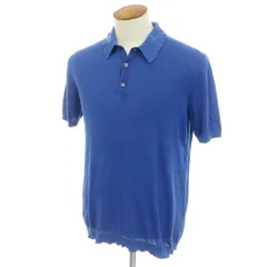 【中古】ロベルトコリーナ ROBERTO COLLINA ハイゲージ コットン 半袖 ポロニット ブルー【サイズ48】【メンズ】のサムネイル