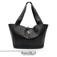 美品 SAINT LAURENT サンローラン ル・サンカセット ベア トートバッグ カサンドラロゴ 763435 ディアスキン ブラック レディースのサムネイル