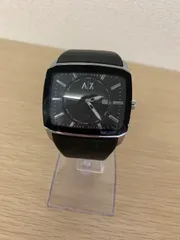 ●【不動品】ARMANI EXCHANGE 腕時計 スクエア トノー デイト レザーベルト　AX2080　ベルト変色あり【時計1】【1】のサムネイル