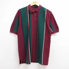 L/古着 ドッカーズ 半袖 ブランド ポロ シャツ メンズ 90年代 90s 鹿の子 コットン バーガンディ ストライプ【spe】 26jul21のサムネイル