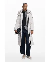 デジグアル レディース アウター ジャケット・ブルゾン ジャケット Desigual Womens Long padded jacket with belt White ホワイトのサムネイル