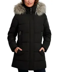 ナウティカ レディース アウター ジャケット・ブルゾン コート Nautica Womens FauxFurTrim Hooded Puffer Coat Black ブラックのサムネイル