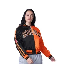 スターター レディース アウター ジャケット・ブルゾン サテン クロップド Starter Womens BlackOrange Cincinnati Bengals Zone Blitz Croppのサムネイル