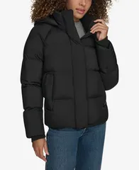 リーバイス レディース アウター ジャケット・ブルゾン キルティング ジャケット Levis Womens Quilted Hooded Puffer Jacket Black ブラックのサムネイル