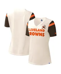 スターター レディース トップス Tシャツ Vネック シャツ Starter Womens Cream Cleveland Browns Kick Start VNeck Tshirt Cream クのサムネイル