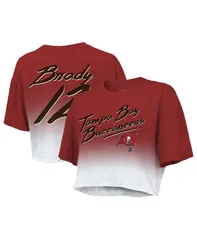 マジェスティック レディース トップス Tシャツ Majestic Womens Threads Tom Brady Red White Tampa Bay Buccaneers DripDye Plのサムネイル