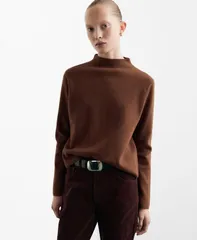 マンゴ レディース アウター ニット・セーター MANGO Womens Perkins Necknitted Sweater Caramelのサムネイル