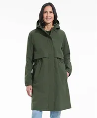 ランズエンド レディース アウター ジャケット・ブルゾン コート Lands End Womensquall Packable Long Raincoat Rich olive green グリーンのサムネイル