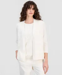【送料無料】 アンクライン レディース ニット・セーター アウター Womens OpenFront FloralAppliqu Cardigan White Doveのサムネイル