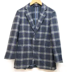 Belvest ベルベスト テーラードジャケット チェック柄 ウール シルク混 ネイビー系 サイズ42 メンズ ※中古美品 【津山店】のサムネイル