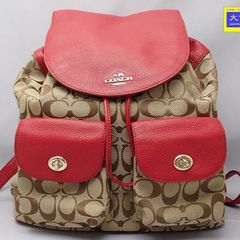 y2k!!COACH コーチ リュック シグネチャー 巾着 バッグ オレンジ 