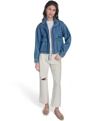 リーバイス レディース アウター ジャケット・ブルゾン プラスサイズ クロップド Levis Womens Cropped Surplus Jacket Medium Wash Denim デニムのサムネイル
