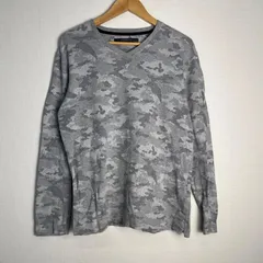 INTERMEZZO インターメッツォ カモフラ柄カットソー 長袖 VネックTシャツ コットン100% 日本製 迷彩 グレー 　NB215のサムネイル