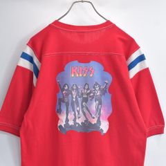70s USA제 GULF COAST sportswear KISS 커스텀 러버 프린트 다리미 프린트 풋볼 T셔츠 레드 USED 빈티지 빈티지 헌 옷 맨즈 L사이즈