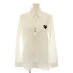 プレイコムデギャルソン PLAY COMME des GARCONS AD2023/3 ブラックハートシャツ Black Heart Shirt ブラウス 長袖 ハートワッペン L 白 ホワイト 黒 ブラック AZ-B003 /YT ▲Hのサムネイル