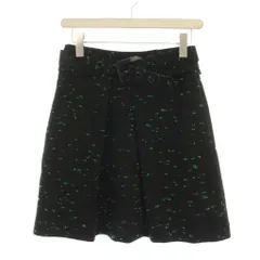 ミリー milly ミニ ツイードスカート 4 黒 ブラック 緑 グリーン ベルト付き 13AW-378 /YM ■MAのサムネイル