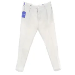 【新品アウトレット】ヤコブコーエン JACOB COHEN HENRY コットンリネンポリエステル ストライプ カジュアルスラックスパンツ ホワイトxネイビー【サイズ34】【メンズ】のサムネイル