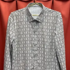 コラボ！　DIOR HOMME ディオール　オム　Shawn Stussy ショーン・ステューシー 　ロゴ　総柄　シャツ　長袖　ホワイト　42サイズのサムネイル