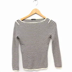 アンクライン ANNE KLEIN ニット セーター ボートネック 長袖 ウール混 M アイボリー 白 ブラウン 茶 /FT39のサムネイル