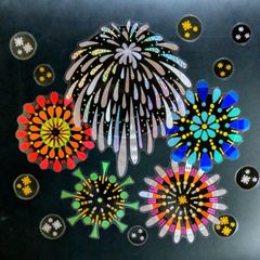 夏の壁面飾り】和風『夏の風物詩』うちわ・ヨーヨー・金魚(ラミ済)花火