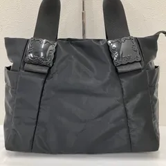 6749【良品】 ANNA SUI　アナスイ　トートバッグ　 ブラック系　黒　ロゴ　バタフライチャーム　 樹脂パーツ　ナイロン　レディースのサムネイル
