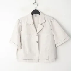 55/A.T.CORNER アットコーナー スティッチ リネン オープン カラ シャツのサムネイル