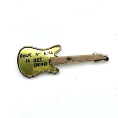 agnès b.（アニエスベー）　ギターモチーフ ブローチ ピンバッジ 「ROCK N’ ROLL IS NOT DEAD！」 ゴールドカラーのサムネイル