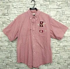 Karl Helmut(カールヘルム) 半袖 チェックシャツ ベースボール刺繍パッチ バックプリント レッド系 メンズ Mのサムネイル
