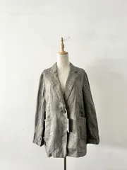 【未使用】Spick & Span エアリーリネン1Bジャケット グレーのサムネイル