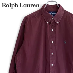 Ralph Lauren ボルドー メンズ レディース 長袖シャツ L BLAKE ブレイク 日本製 アクティ21 ボタンダウン BDシャツ コットン 綿100% ポニー刺繍 バーガンディ エンジ 赤 紫 アメカジ 90s 古着 1248KZのサムネイル