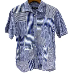 186005 現状品 COMME des GARCONS HOMME コムデギャルソンオム パッチワーク 半袖シャツ HQ-B038  M メンズのサムネイル