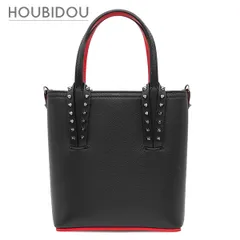 クリスチャンルブタン Christian Louboutin 2WAYバッグ カバタ N/S ミニ カーフ ブラック ガンメタル金具 黒 赤 スタッズ スパイク トート ショルダー  1215096CM53 【保存袋】【中古】のサムネイル