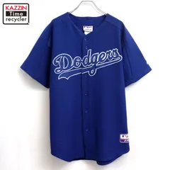 90s USA製 MLB vintage majestic ロサンゼルス・ドジャース ベースボールシャツ メンズ 表記Lサイズのサムネイル