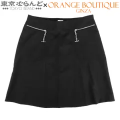 エルメス HERMES シェーヌダンクル ミニスカート ブラック 黒 シルバー金具 ウール トラペーズスカート 34 ボトムス レディース 101881646のサムネイル