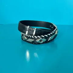 TOGA PULLA トーガ プルラ ダブルループ カービングレザーベルト メタルパーツ 装飾 ブラック 黒 レディースのサムネイル