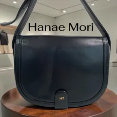 【ヴィンテージ】Hanae Mori レザー ショルダーバッグ ブラック 高級感 上品のサムネイル