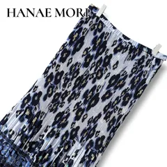 HANAE MORI ハナエモリ ブルー プリーツスカート ロングスカート 花柄 総柄 表地ポリエステル100% 日本製 Lサイズ レディース エレガント 00001508BCのサムネイル